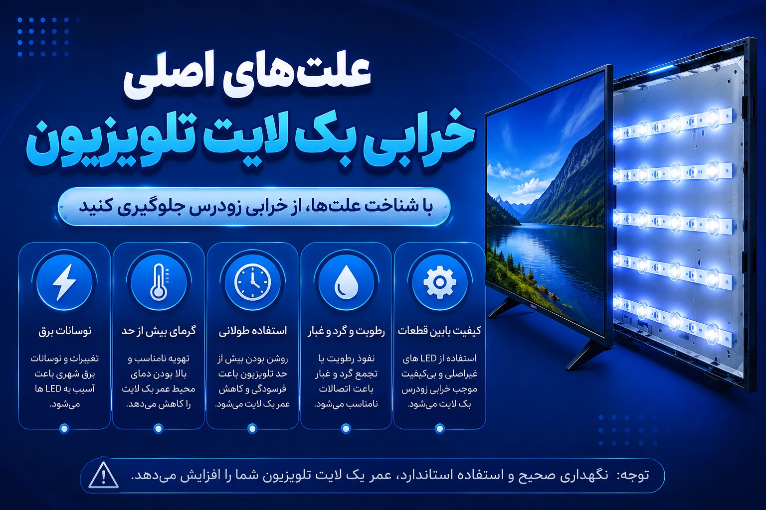 علتهای اصلی خرابی بک لایت تلویزیون